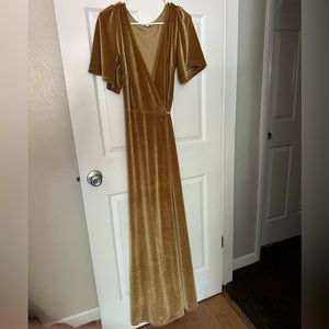 Baltic Born Gold Velvet Wrap Dress